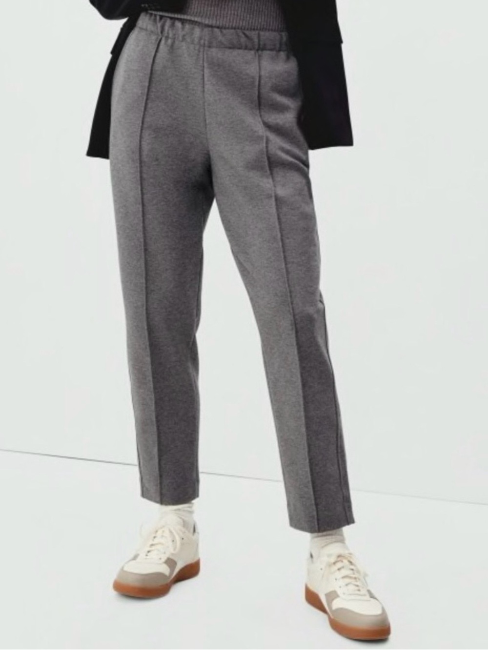Everlane Dream Pants Women Gray Cotton Stretch Tapered Leg Drawstring NWT New